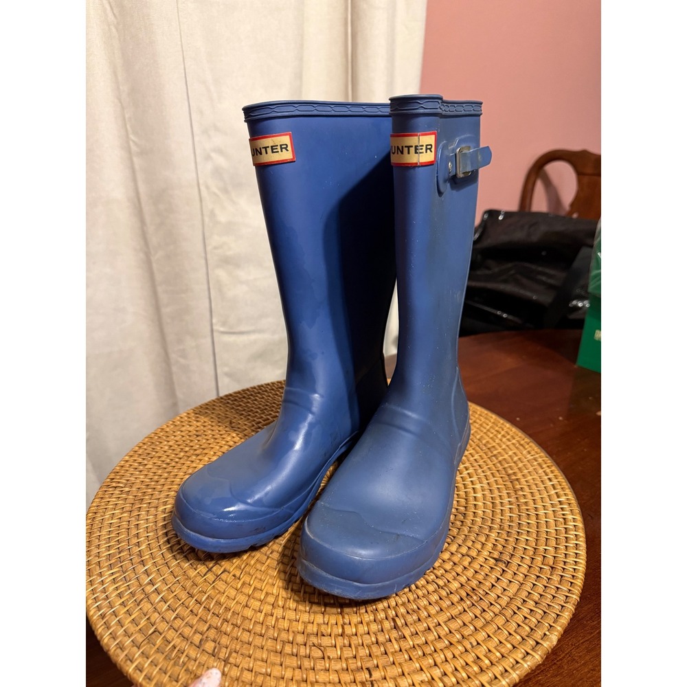 Hunter Original Kids Blue Rubber Rain Boots Waterproof Matte Size 3 US 34 EU